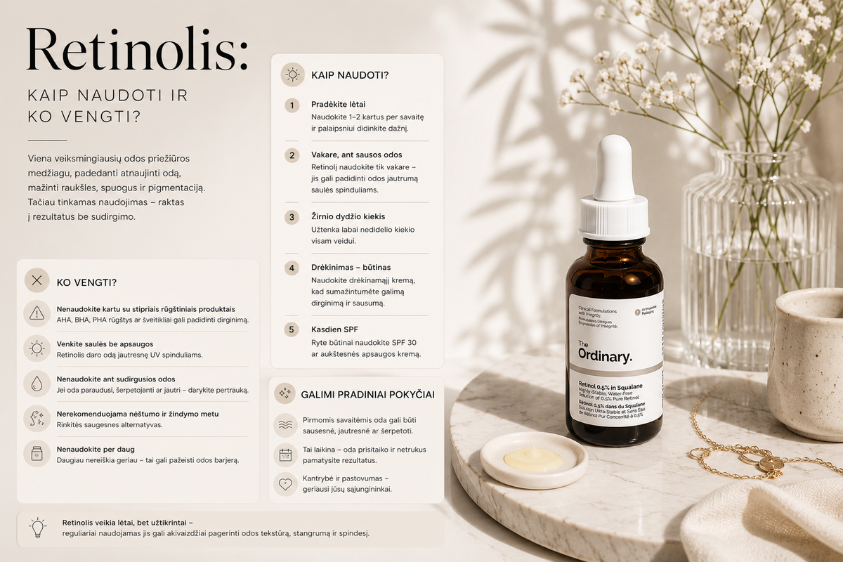 Retinolis: kaip naudoti ir ko vengti?