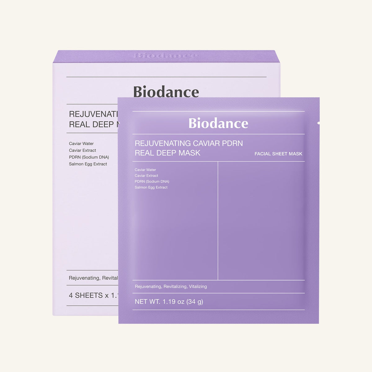 Biodance Rejuvenating Caviar PDRN Real Deep Mask, 34g×4pcs – papildomas gamintojo vaizdas