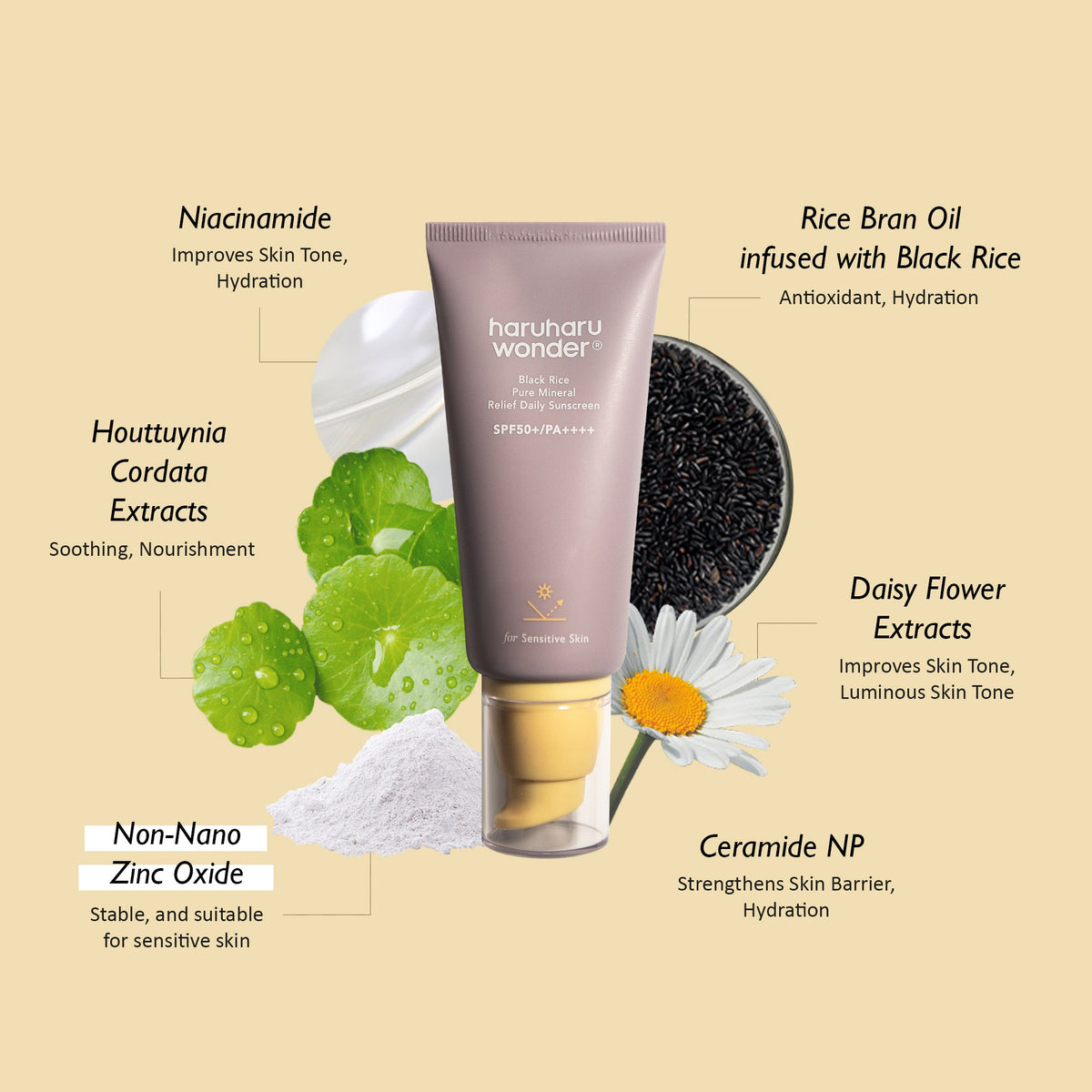 Haruharu Wonder Black Rice Pure Mineral Relief Sunscreen SPF50+ PA++++, 50ml – papildomas gamintojo vaizdas