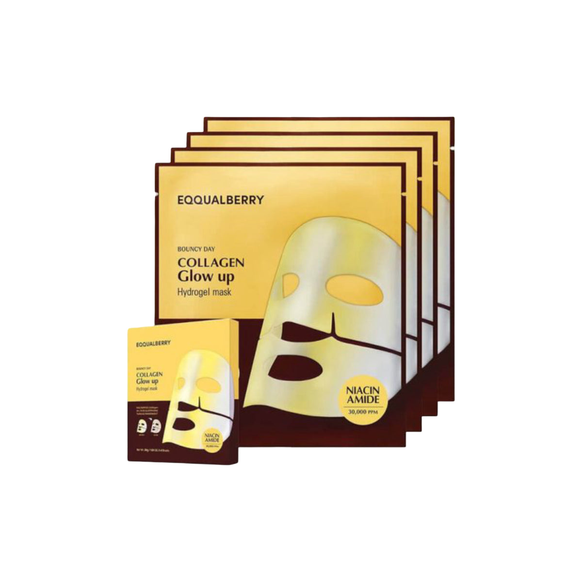 Eqqualberry Collagen Glow Up Hydrogel Mask, 4pcs