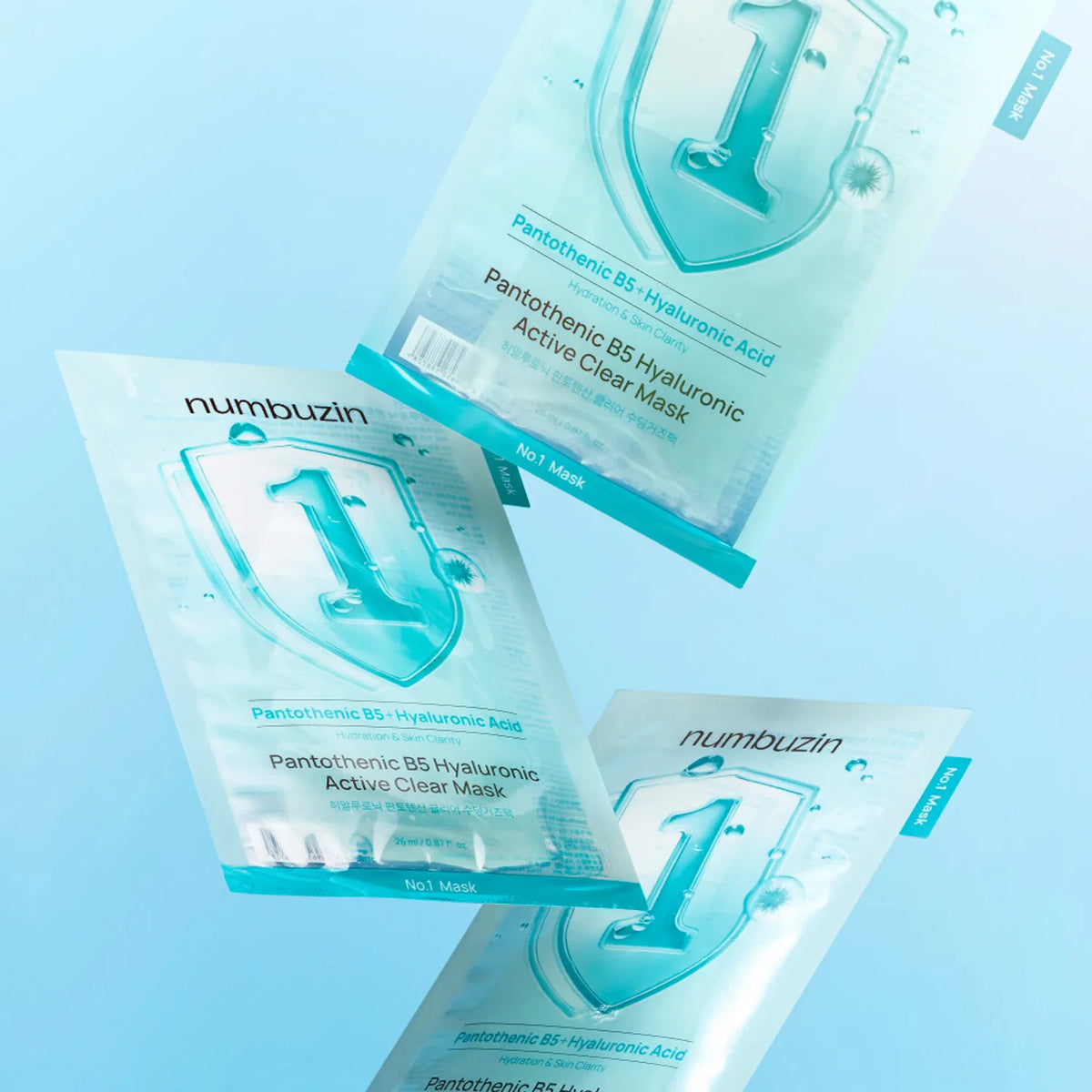 Numbuzin - No.1 Pantothenic B5 Hyaluronic Active Clear Mask - 26ml x 5pcs