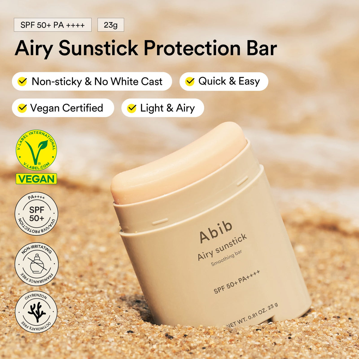 ABIB Airy Sunstick Smoothing Bar SPF50+ PA++++, 23g – papildomas gamintojo vaizdas