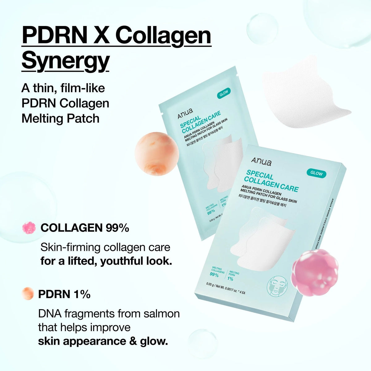 ANUA Patch fondente al collagene PDRN per una pelle effetto vetro, 4pz