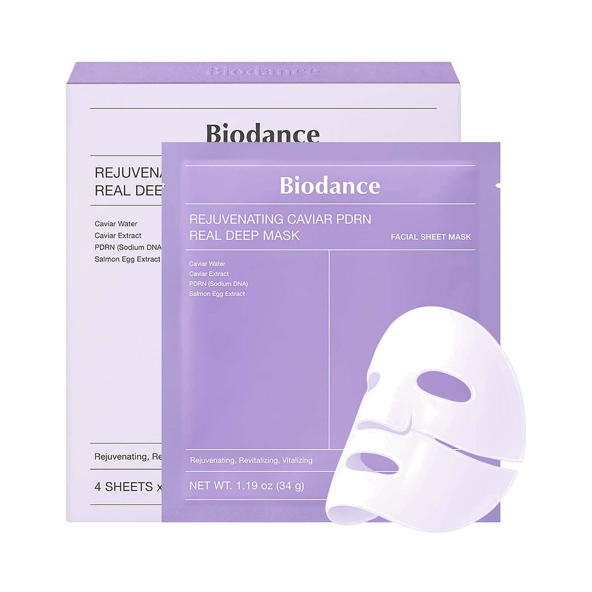 Biodance Rejuvenating Caviar PDRN Real Deep Mask, 34g×4pcs