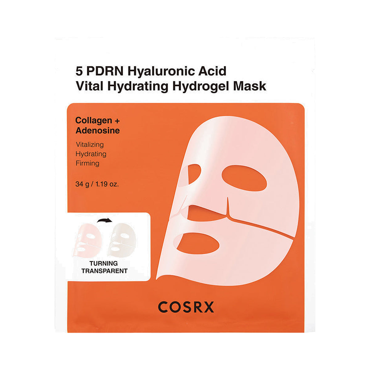 COSRX 5 PDRN Hyaluronic Acid Vital Hydrating Hydrogel Mask, 1 vnt.