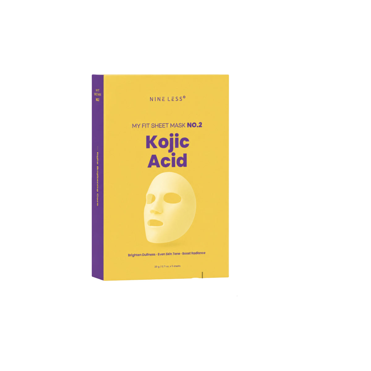 NINE LESS My Fit Sheet Mask No.2 Kojic Acid, 1 box×5pcs