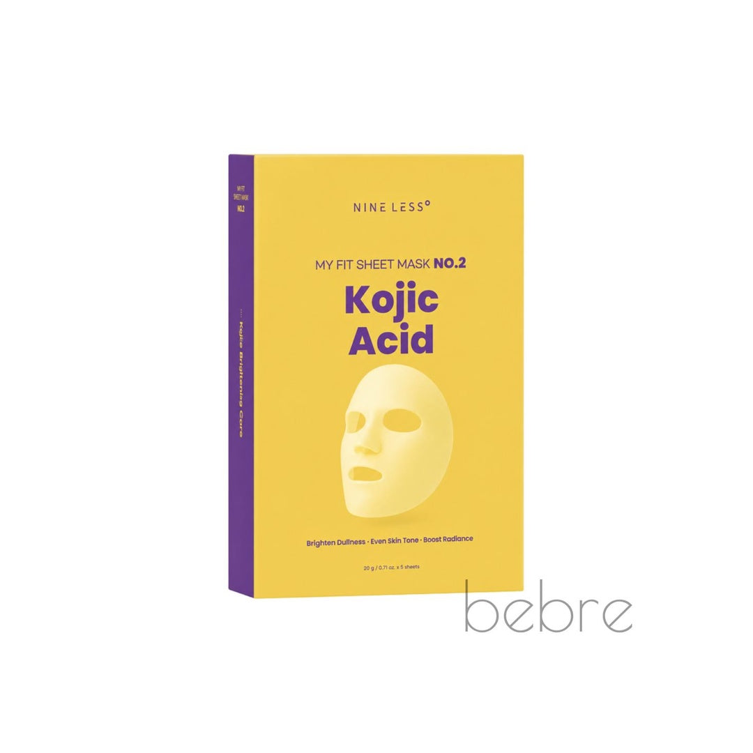 NINE LESS My Fit Sheet Mask No.2 Kojic Acid, 1 box×5pcs