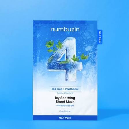 Numbuzin No.4 Icy Soothing Sheet Mask raminamoji lakštinė kaukė, 27 g / 1 vnt.